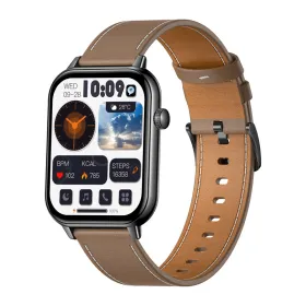 COLMI C28 Smartwatch – Black + Brown Leather Strap